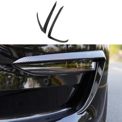 2pcs Front Fog Light Eyebrow Cover Trims For Tesla Model 3 2017- Carbon Fiber Front Bumper Fog Lamp Trim Cover Accessories