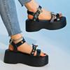 2025 Summer Open Toe Women's Sandals Fashion Metal Decoration New Plus Size Casual Comfortable Best Seller Platform Sandals