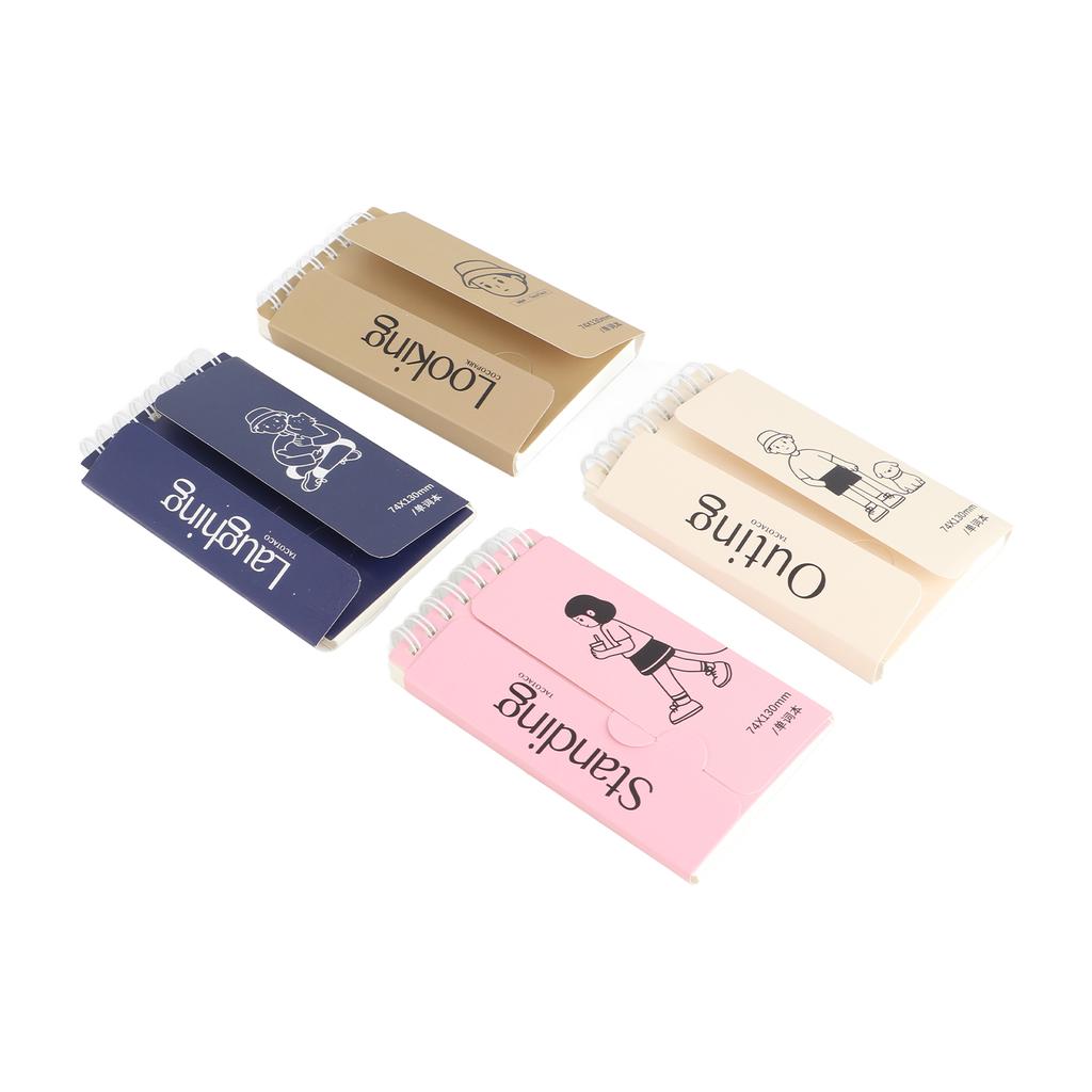 4pcs Small Spiral Notebook Pocket Top Bound Memo Books for Travel Journals Daily Scrapbooking