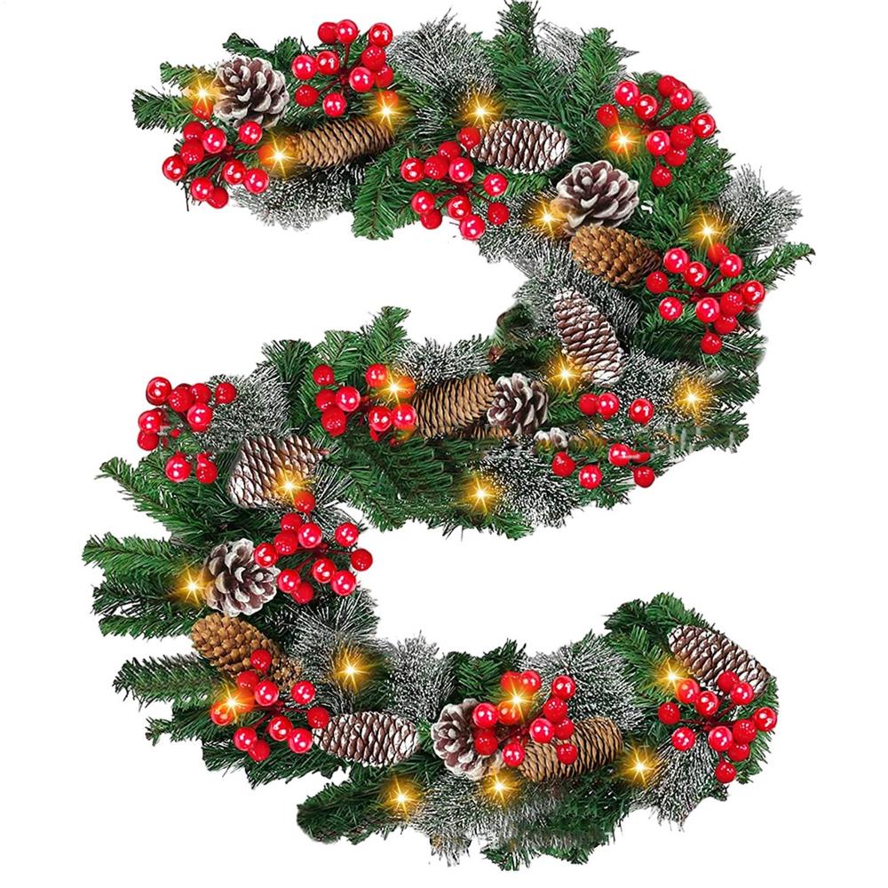 Lighted Christmas Garland Waterproof Christmas Rattan Decor Lightweight Decorations Ornaments For Party Company Window Outdoor