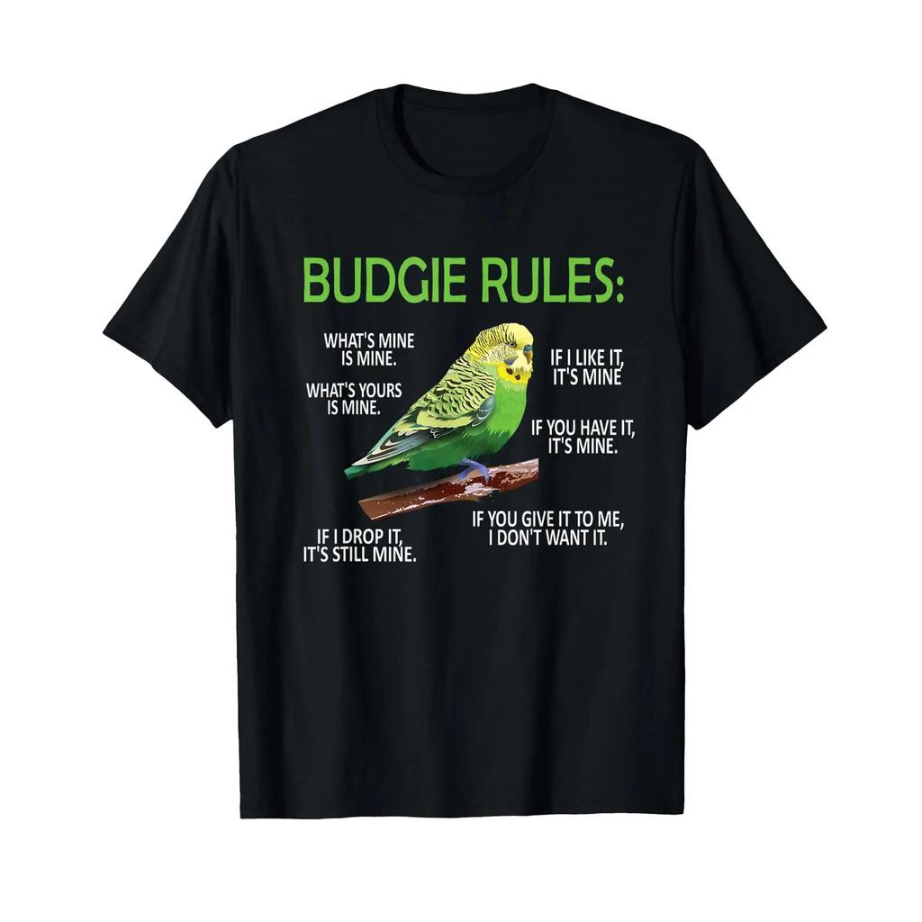 Budgies Rules Budgie Lovers Parakeet Bird T Shirt Vintage Washed Fashion Unisex Graphic Soft Homme Breathable Versatile Stylish