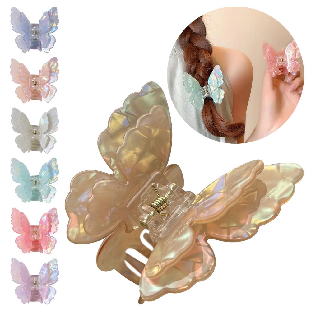 Small Size Butterfly Hair Clip Acetate Shark Clip Sweet Style Fairy Hair Gripper  Women & Girls