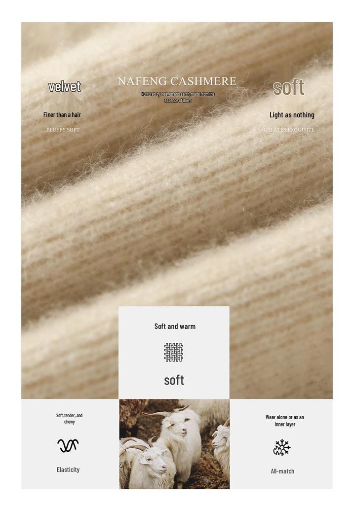 Pure Cashmere Women's Round Neck Sweater - 2026 Autumn/Winter, Versatile Slimming Style, Solid Color Warm Base Layer.