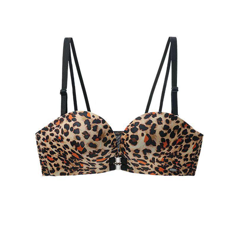 Women's Anti-Slip Push-Up Strapless Bra with Front Buckle and Padded Bandeau for Beautiful Back