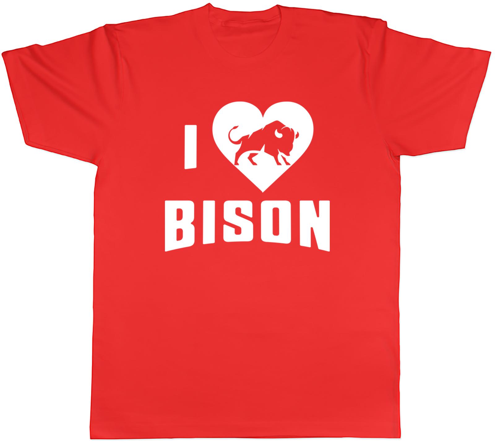 I Love Bison Mens TShirt Funny Buffalo Animal Horns Tee Gift S