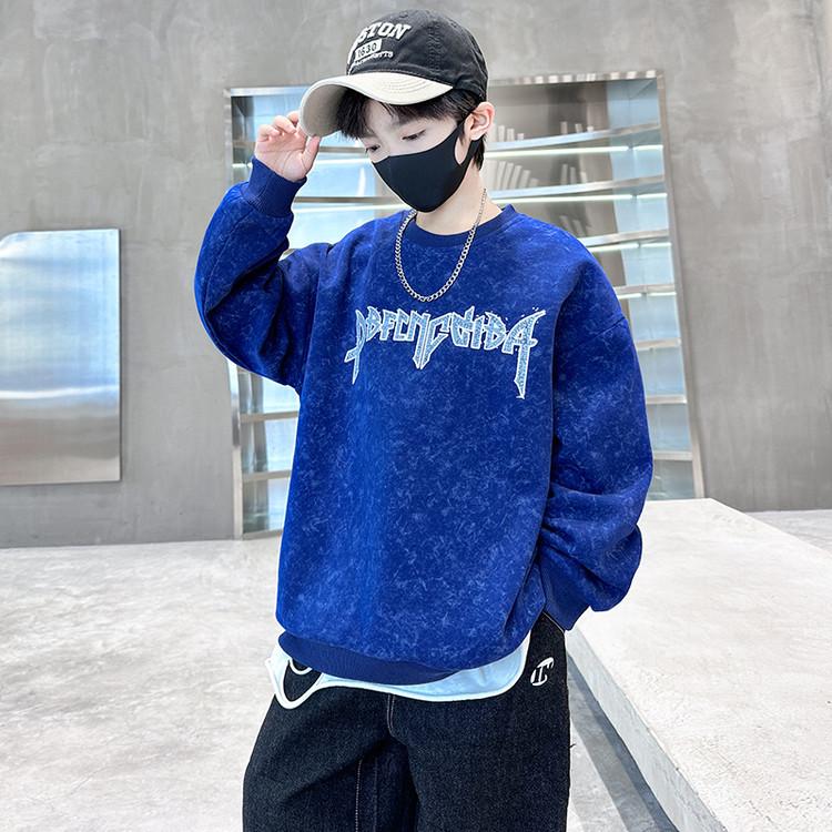 

Свитшот для мальчиков на осень 2025 года свободного кроя с длинными рукавами - круглый вырез, принт Size 120 for 110 cm height