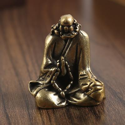 Zen Dharma Patriarch Massives Messing Sandmönch Ornament Antiker Buddha Heimopferung Buddhastudie Briefbeschwerer Kupferkollektion