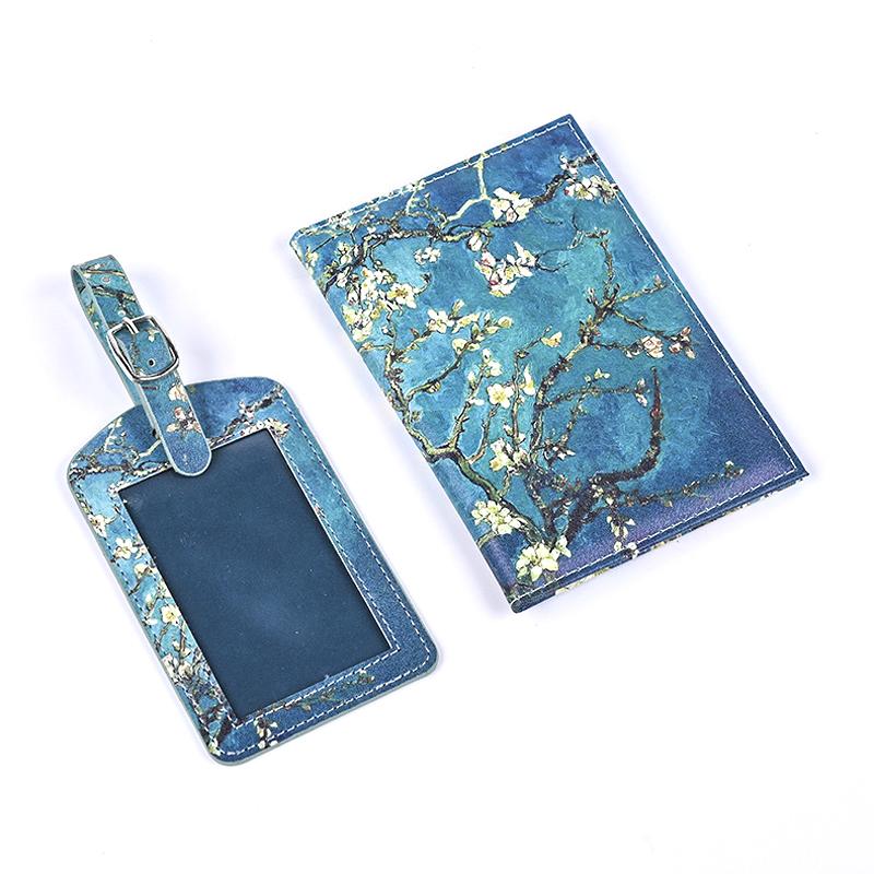

Creativity Van Gogh Painting Passport Cover Luggage Tag Set The Starry Night Passport Holder Boarding Card Holder Baggage Label