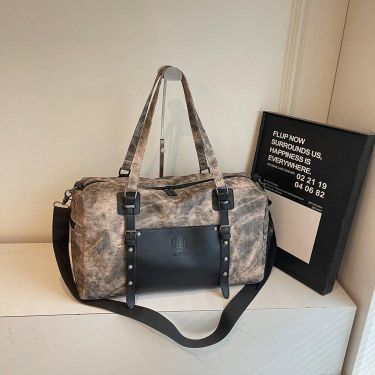 Personality Trend Fashion Travel Bag Men'S And Women'S Versatile Dry And Wet Separation Duffel Bag Texture Commuter Sports Fitness Bag