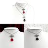 Gothic Bat Necklace Blood Drop Pendant Stainless Steel With Cross Chain For Women