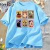 Retro Halloween Cat Ghost T Shirt Girly Halloween Fall Spooky Season Tshirt Pumpkin Spooky Mama Tshirt Casual Short Sleeve