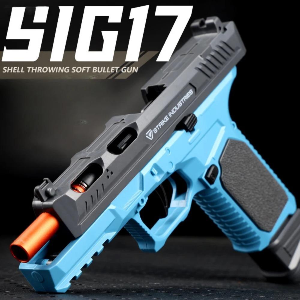 Shell Ejection SIG17 Pistol Decompression Gun Empty Hanging Continuous Soft EVA Bullet Launcher Toy Gun Birthday Gift