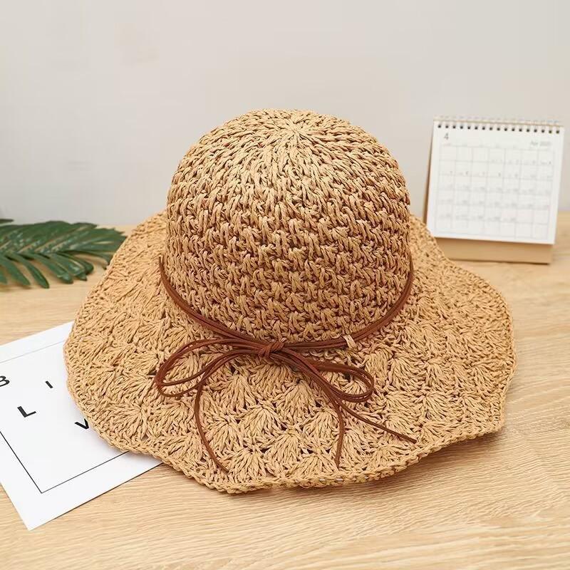 Hat women s spring and summer versatile big brim straw hat summer seaside bucket hat face small sunscreen hat sun hat