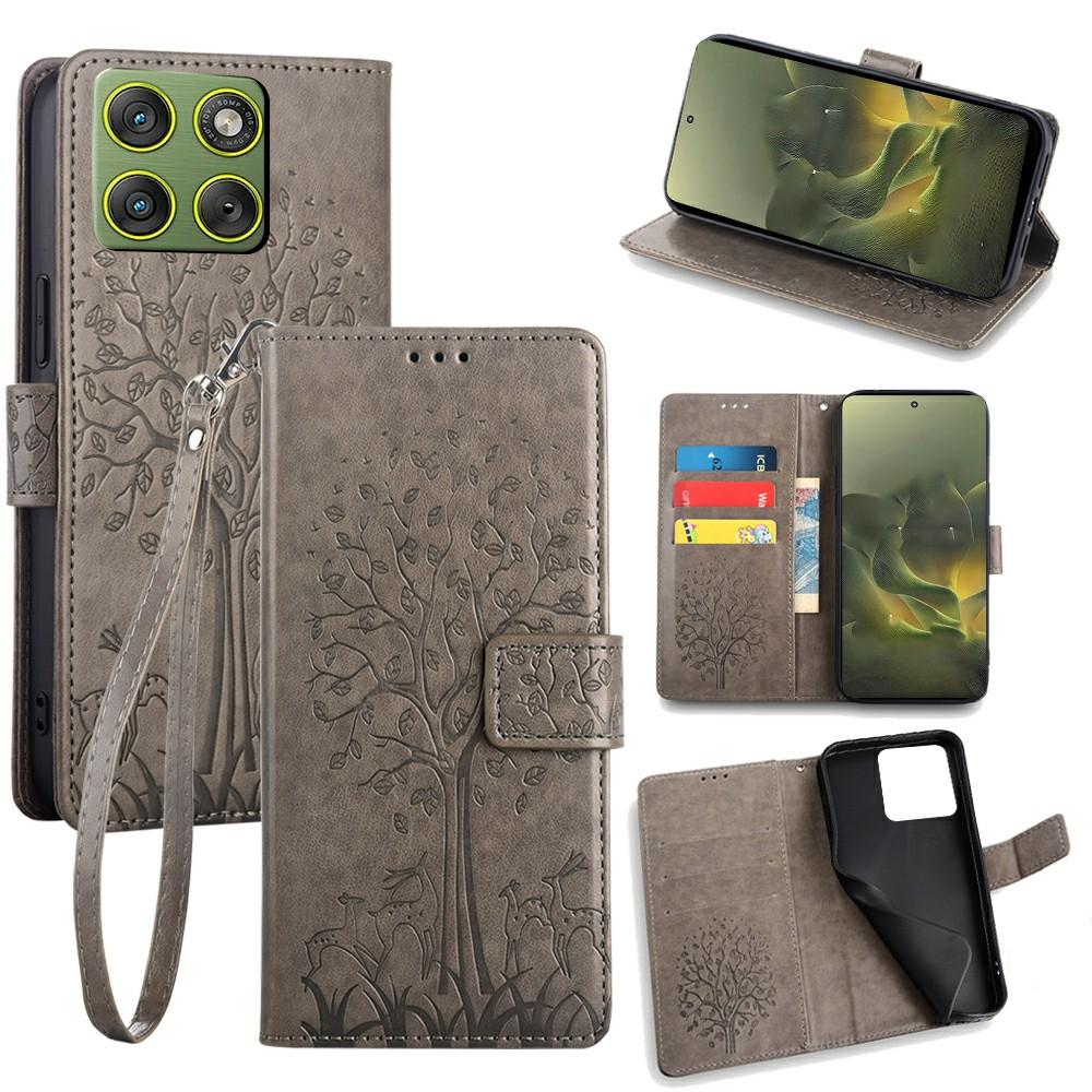 For Motorola Edge 70 5G Case PU Leather Wallet Phone Cover Tree Deer Imprinted