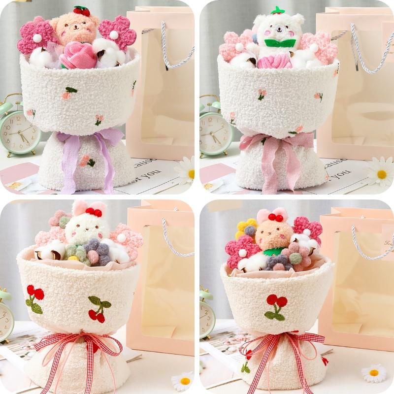 Cute Plush Teddy Bear Bouquet With Roses Ideal Gift For Valentine's Day