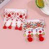 2pcs Chinese New Year Decorations Hair Clips Children Kids Tassel Bows Clips Barrettes Girls Children Party Hair Accessories