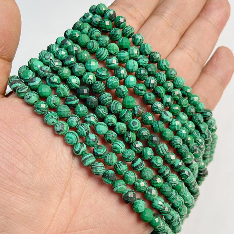 6MM Faceted Round Spacer Gem Stone Beads Loose Crystal Quartz Jaspers Bead For Beadwork Jewelry Making Women Bracelet Necklace
