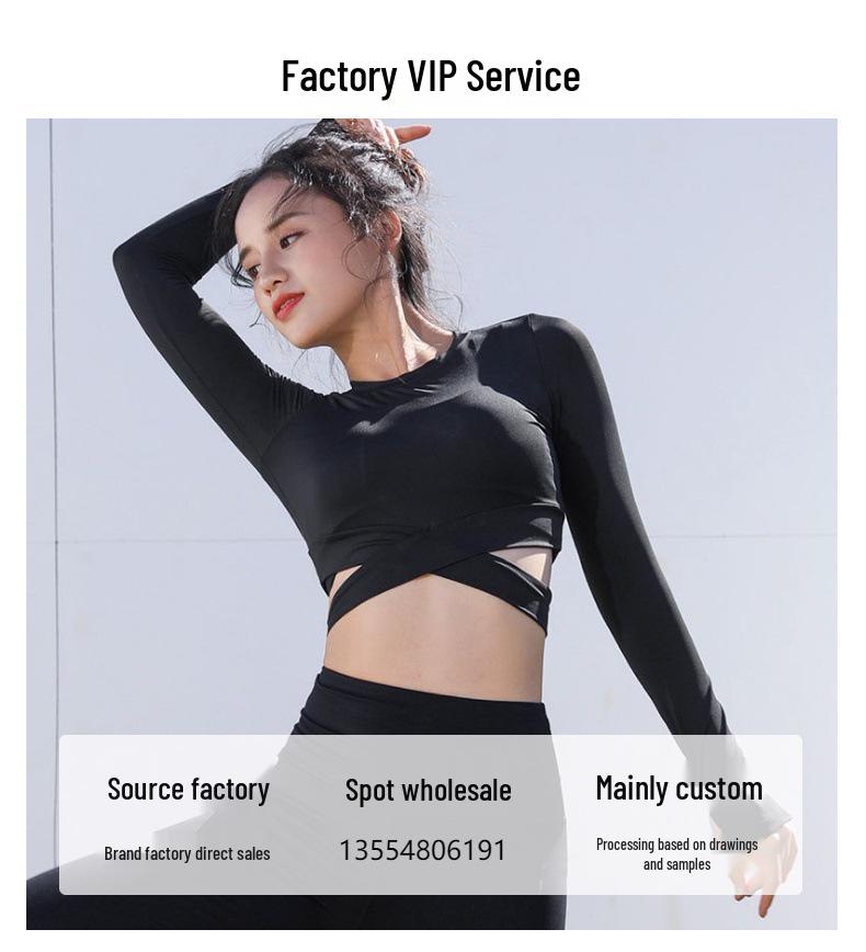 2025 Women's Yoga Sport Quick-Drying Cross Long Sleeve Crop Top