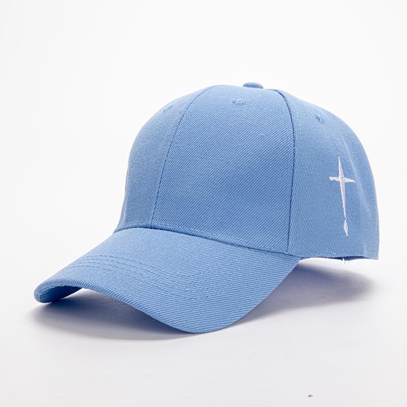 1Pc Korean Solid Color Cross Embroidered Fashionable Men's and Women's Baseball Cap