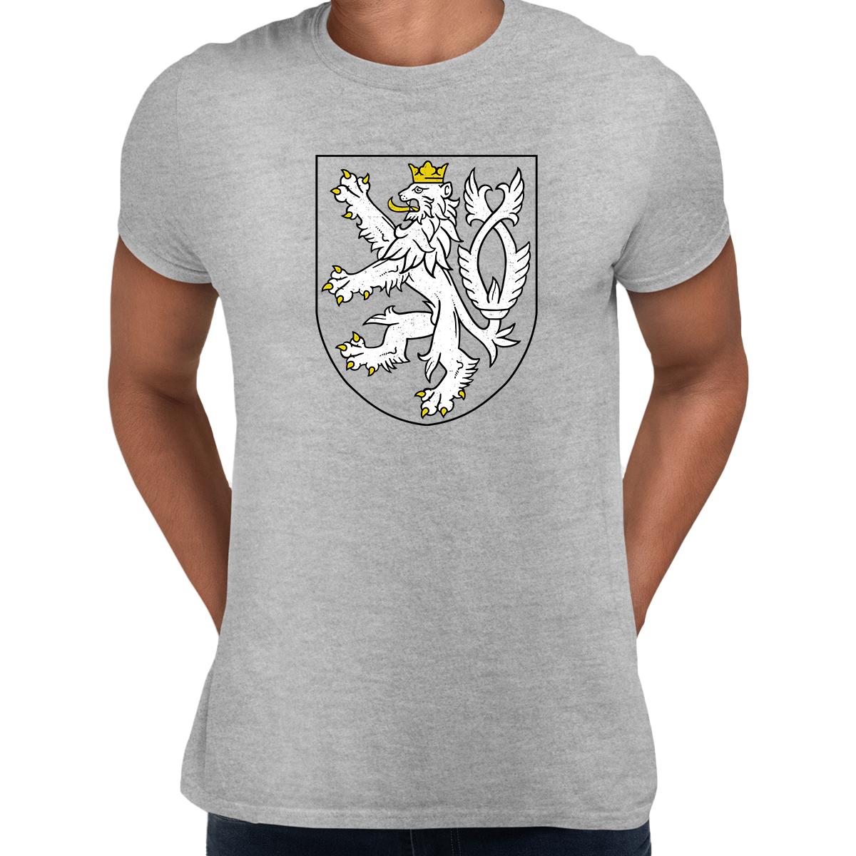 Политическая футболка с гербом Чешской Республики, топ с коротким рукавом S серый