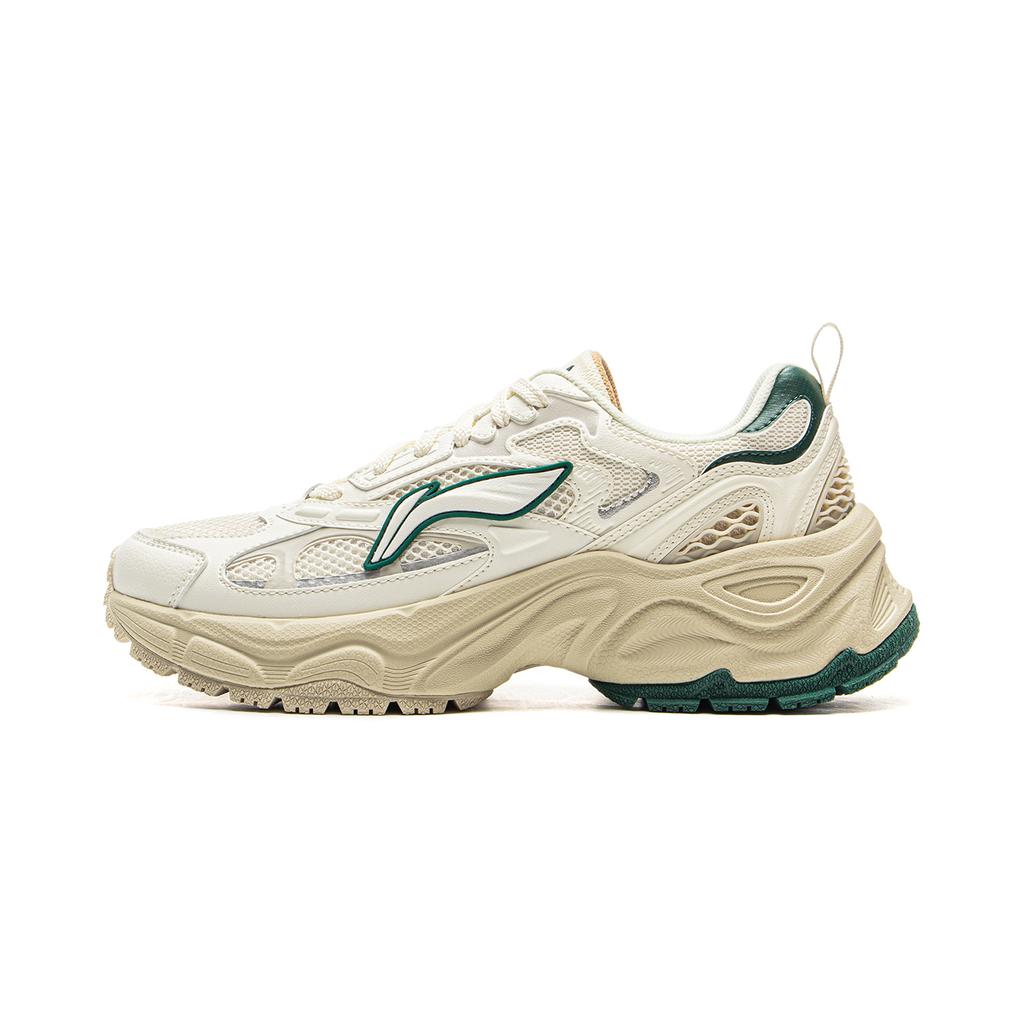 New LiNing Star Ring Slip Resistant, Abrasion Resistant, Breathable Low Top Casual Shoes Women's White Green AGCV112-1