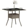 Garden Table with Glass Top Light Grey 80 x 80 x 75 cm Poly Rattan