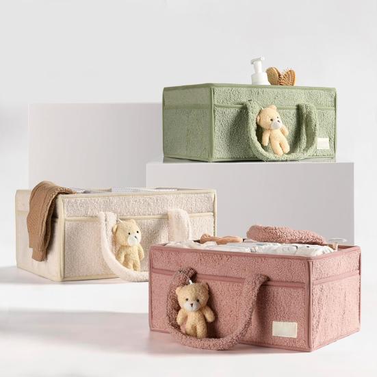 Baby bleie Caddy med håndtak Flere rom Stor kapasitet bærbar baby bleie Caddy Organizer Oppbevaringspose