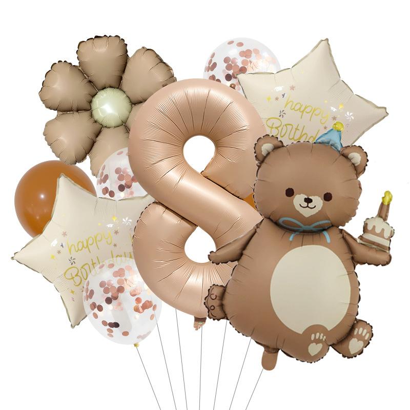 Cake Bear Birthday Hat Aluminum Film Balloon Party Background Props Daisy Birthday Kindergarten Digital Arrangement