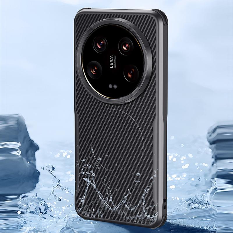 Stoßfänger Handyhülle aus Kohlefaser für Xiaomi 14 Ultra für Magsafe Magsafing Hülle für Xiaomi 14 Pro Kabelloses Laden Magnetische Handyhülle für Mi 14 Pro