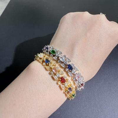European Style Zircon Bracelet: Square Petal with Diamond Inlay, Light Luxury, Versatile Design