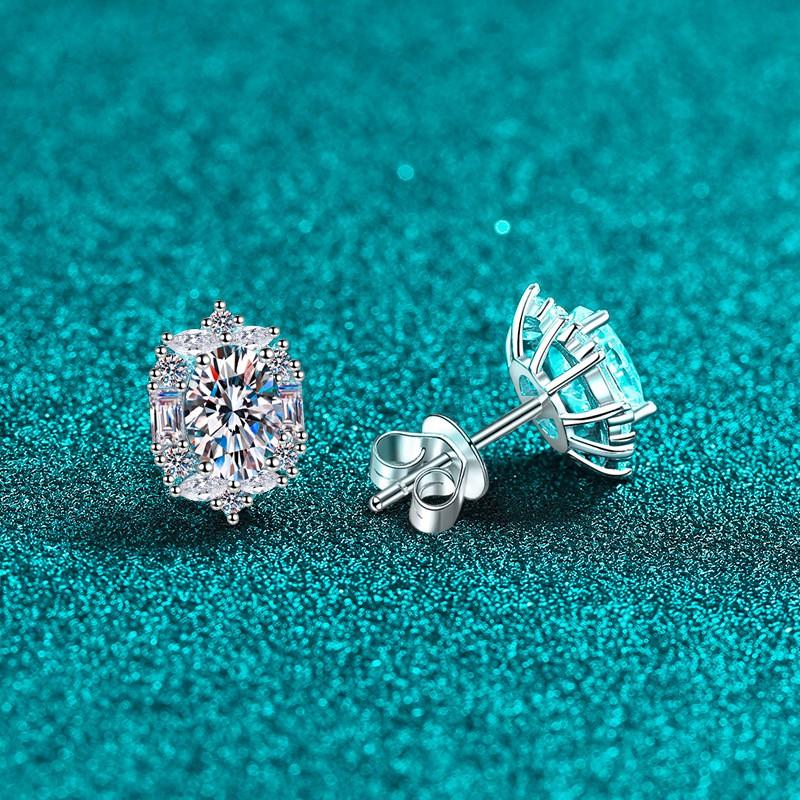 Elegant Moissanite Stud Earrings Women Sterling 5x7mm Oval Cut Lightweight Luxury Daily Wear