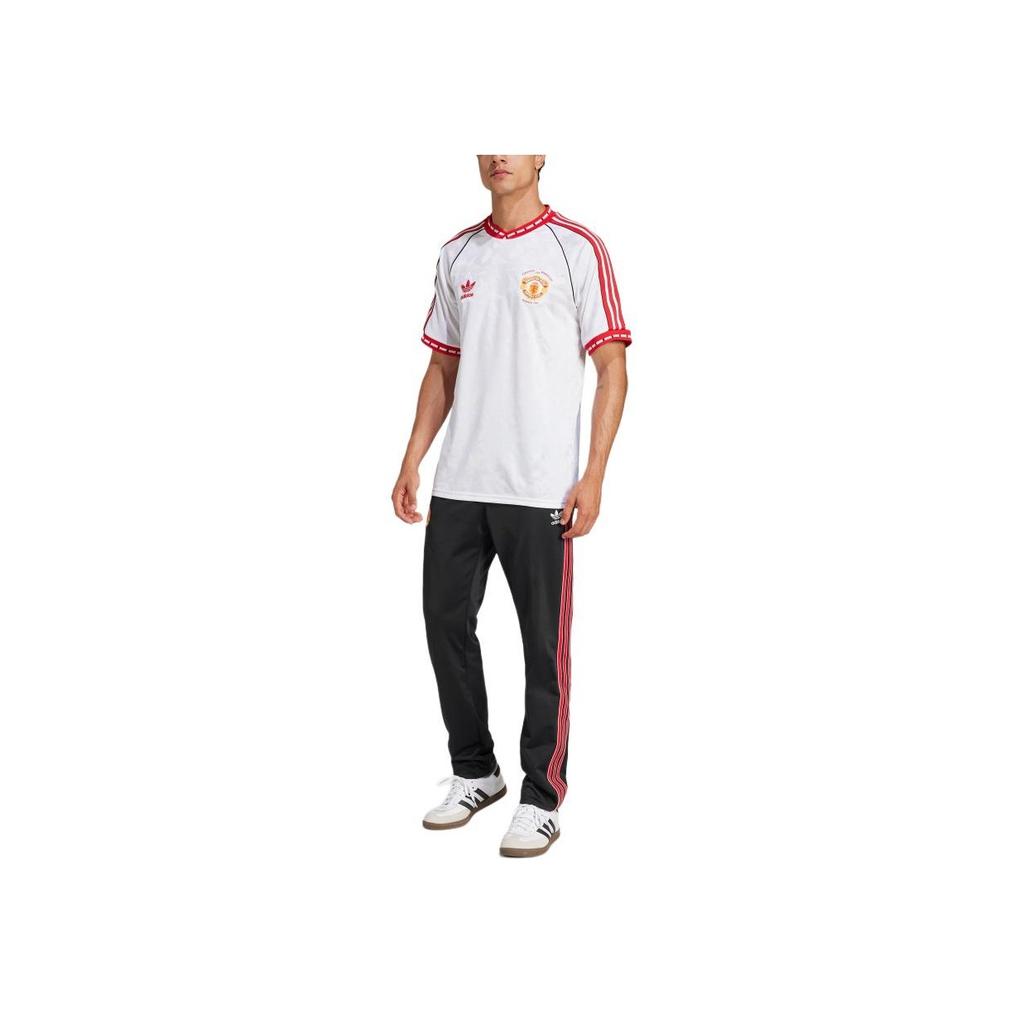 Adidas Originals Manchester SS25 United Slim Fit Fashion Soft Sports Football Pants Men Pants Black Red JF0378