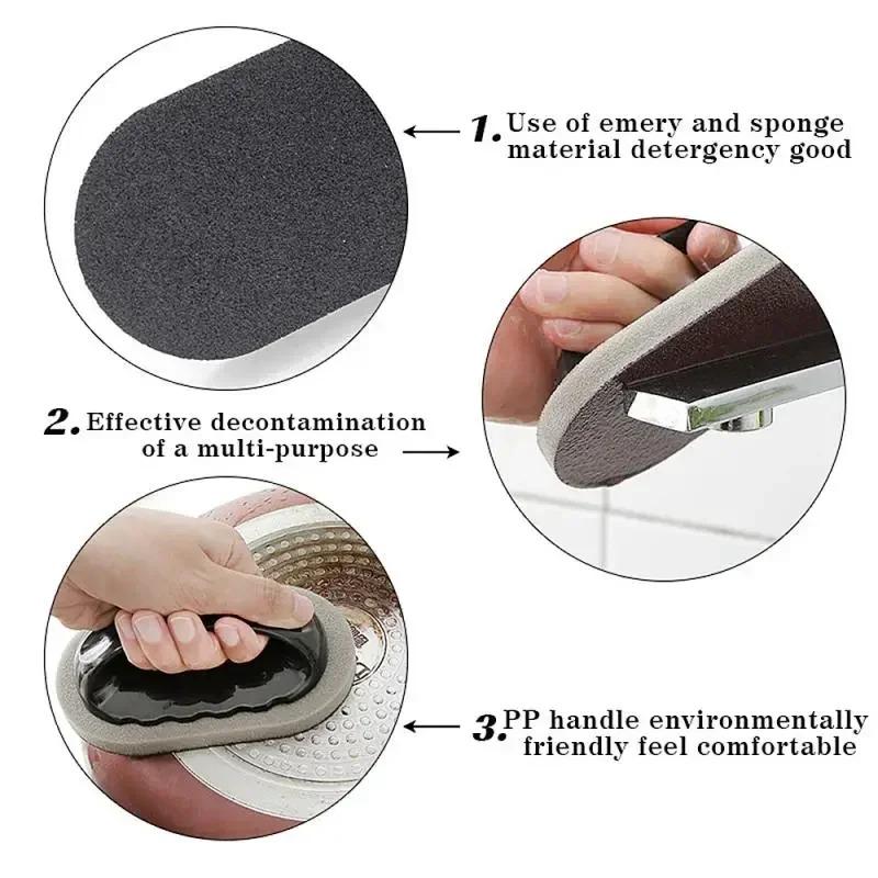 1/2/3PCS Sponge Kitchen Pot Brush with Handle, Rust Cleaning Tool Sink Pot Dish Scrubber Bathroom Decontamination Cleaning Brush