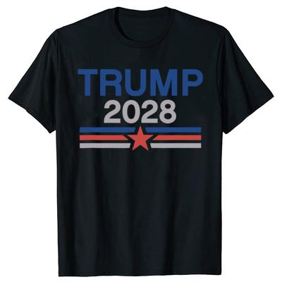 Lustige Trump 2028 Minimalistische Retro Grafik T-Shirts Herren Baumwolle Humor Streetwear T-Shirt Kurzarm Unisex Lockere Kleidung