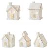 Ceramic Christmas Village Houses White House Figurines New Porcelain Village House  Winter Decor
