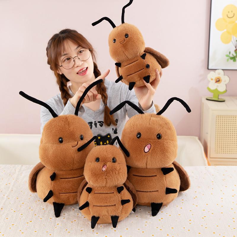 Creative simulation little bee plush toy cute expression cockroach doll throw pillow doll gift female