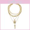 Trendig metall lager-nyckellås hänge halsband Mode kedja för tröja för kvinnor