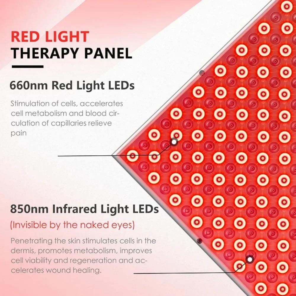 225 LED Rött Ljuspanel 660nm 850nm Nära Infrarött Kroppsavslappning Cirkulationsstöd Hudvård Bärbar Hemanvändning Enkel Användning