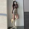 Sexy PU kožené sukně pro ženy Punková bandáž A-line Černá Tužková sukně s vysokým pasem Fashiom Y2k Dámské oblečení Podzim Zima