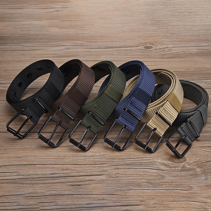 Porous And Durable Pin Buckle Belt Men'S Canvas Sports Men'S Belt Student Outdoor Military Training Jeans Belt