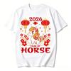 2026 Year of The Horse Tshirt Lunar New Year Shirt Chinese New Year TShirt Cute Zodiac Horse Cartoon Printed Tee Women Tops