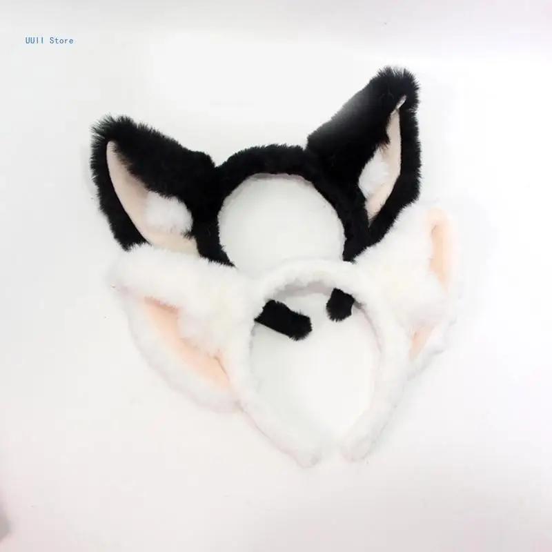 Ručně vyrobená čelenka s psími oušky Psí holčičky Cosplay doplňky Uši Fursuit Maškarní Halloweenská Cosplay párty