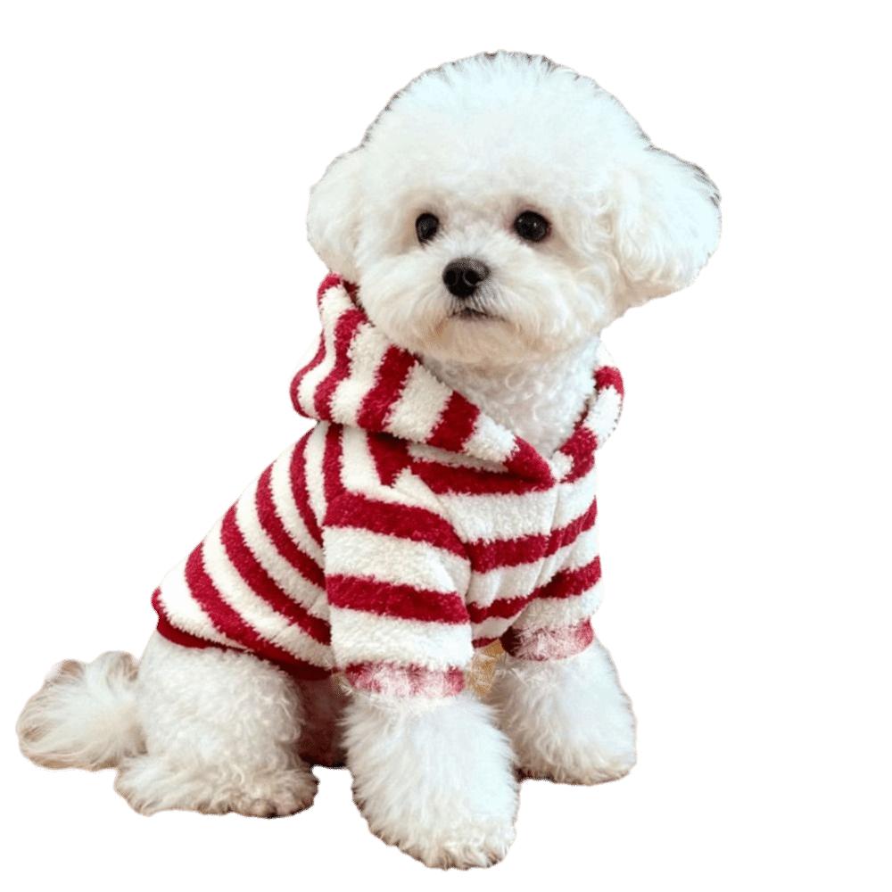 Striped Dog Sweatshirt With Hat Dog Vest New Pug Teddy Coat  Chihuahua Outfits