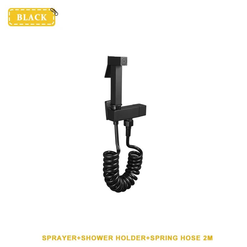 Juego de ducha de mano con rociador de bidé de latón dorado cepillado, accesorios de baño para ducha de pared, grifo de bidé, boquilla de rociado autolimpiante