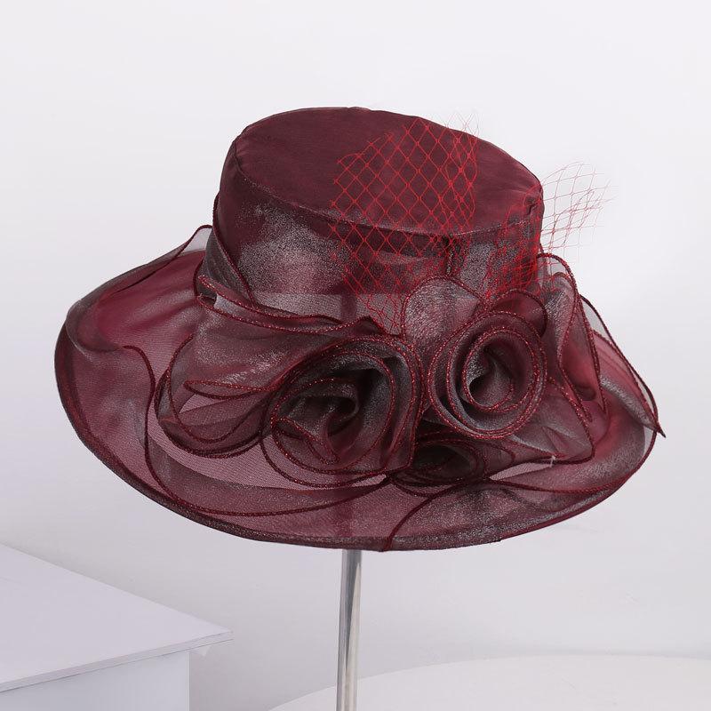 Fashion niche versatile light breathable comfortable mesh gauze hat outdoor travel simulation flower sun hat large brim