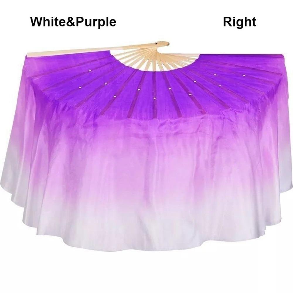

Танцевальная практика Китайский короткий веер для танца живота 31 см Бамбуковый ручной окрас Веер для взрослых Детский Женский White&Purple Right