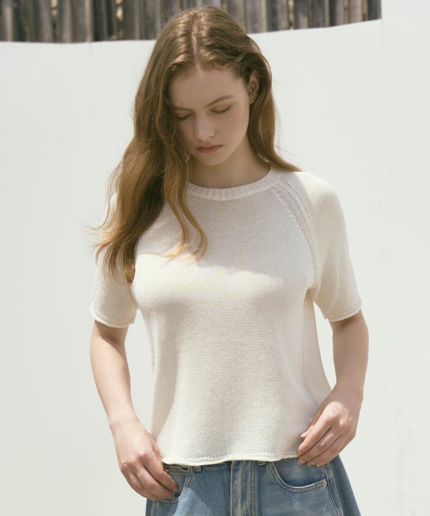 OCCUR Hanji Cooling Round Short Sleeve Knit, Ivory