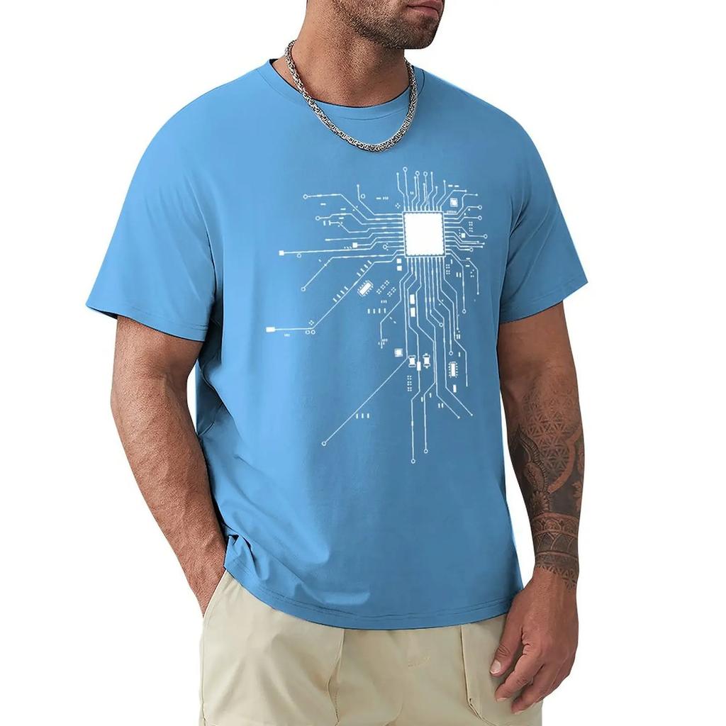 CPU Processor Circuit Diagram T Shirt Men Summer Cotton T-shirt Men's Funny Tops Fashion Tees Homme Brand Unisex Clothes C99