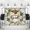 Elegant Gold Glitter Grad Backdrop, 150x130cm Greenery White Roses Grad Cap Tapestry for Grad Party Decor
