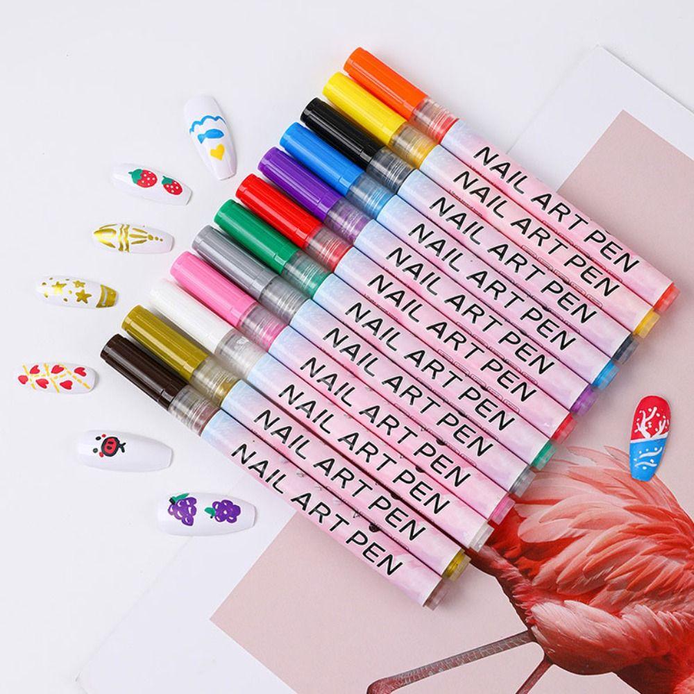 1pc/4pcs/12pcs DIY Nail Art Drawing Pen 3D Painting Liner New Nail Art Graffiti Pen